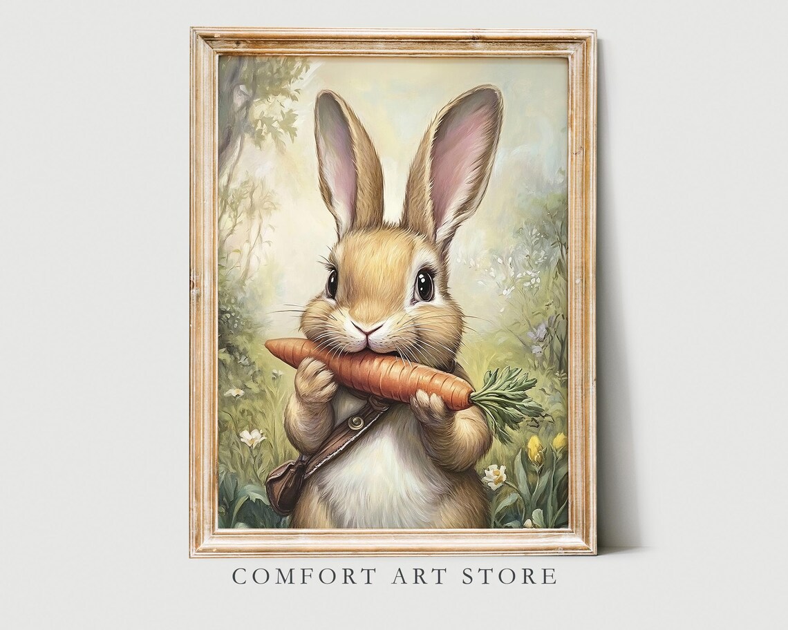 Easter Bunny Print, Cute Rabbit Nursery Decor
