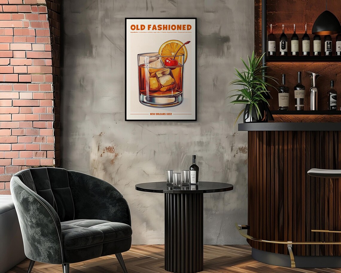 Old Fashioned Cocktail Retro Drink Sign Art Print - Image 5
