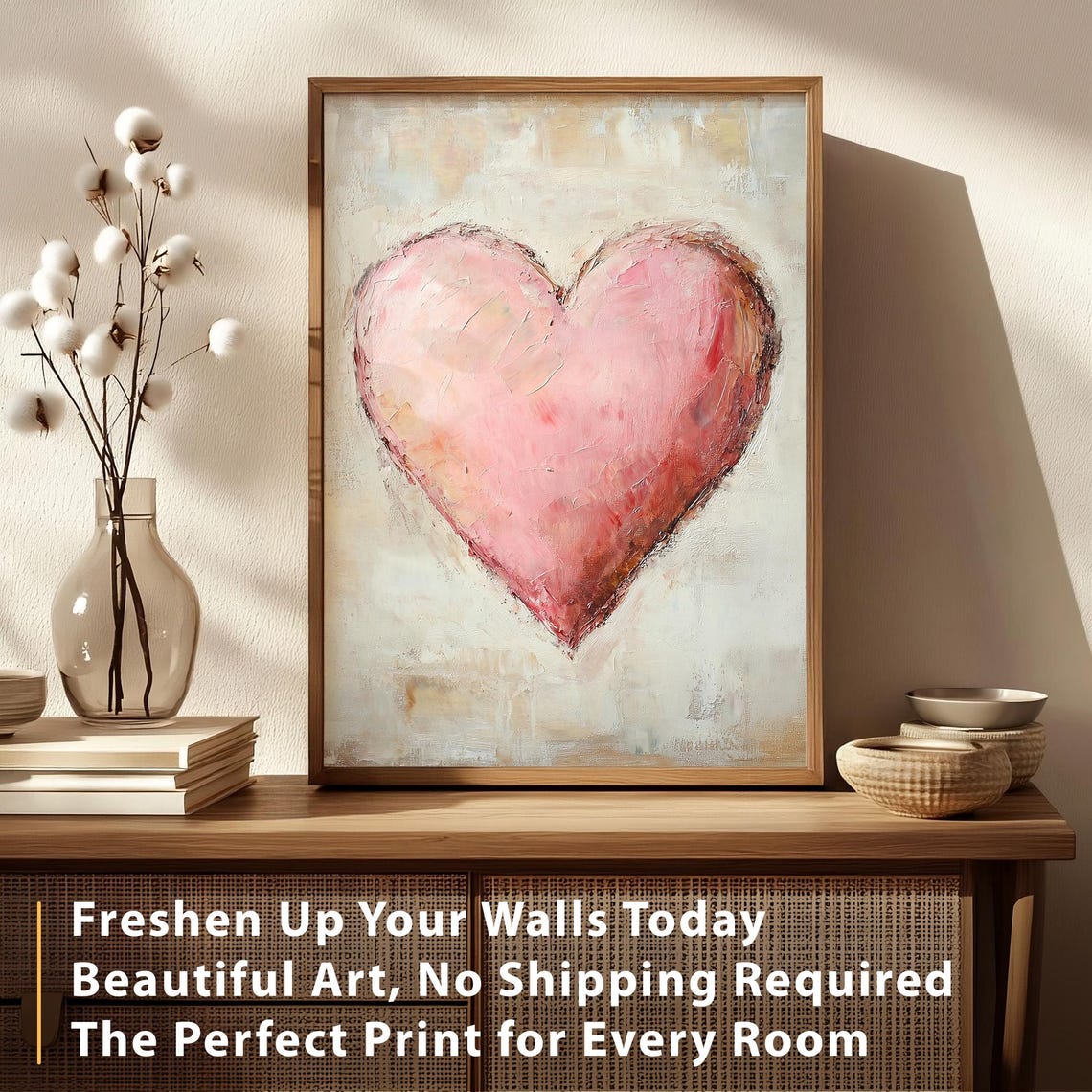 Pink Heart Oil Painting Rustic Vintage Valentines Day Decor Poster - Image 5