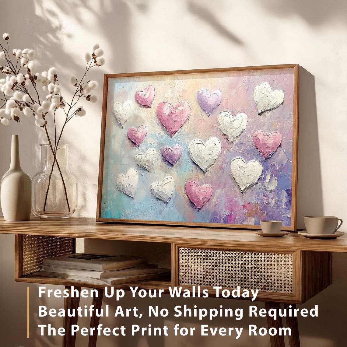 Pastel Impasto Hearts Lavender Blue Romantic Valentine Wall Poster - Image 5