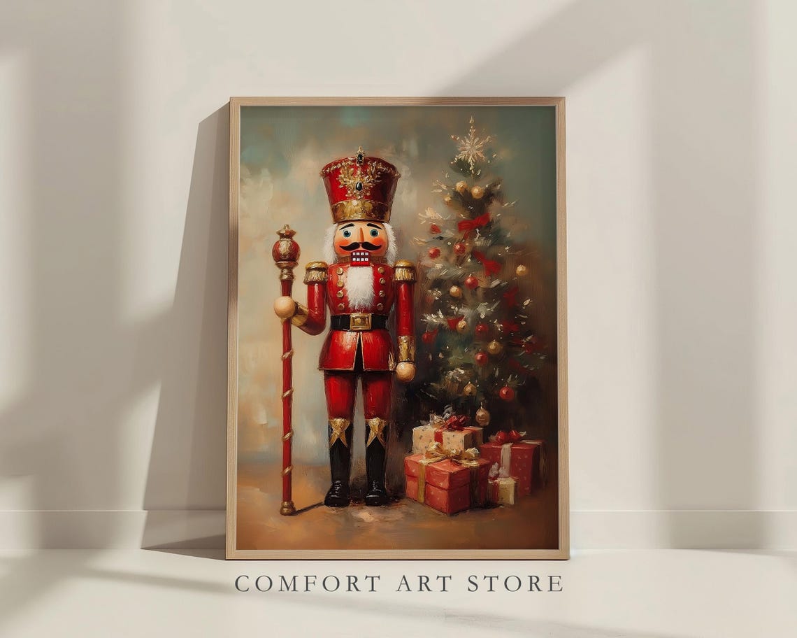 Nutcracker King with Staff by Decorated Christmas Tree Wall Art - Image 6