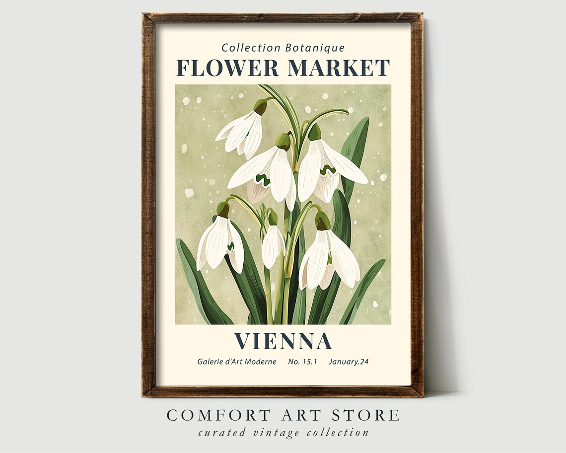 Vienna Flower Market Spring Snowdrop Travel Poster - Image 3