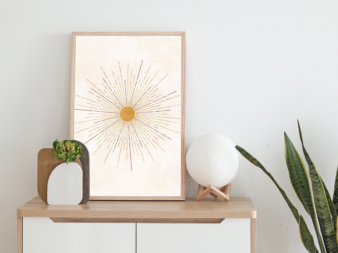 Minimalist Gold Sunburst Mid Century Modern Abstract Boho Sun Poster - Image 3