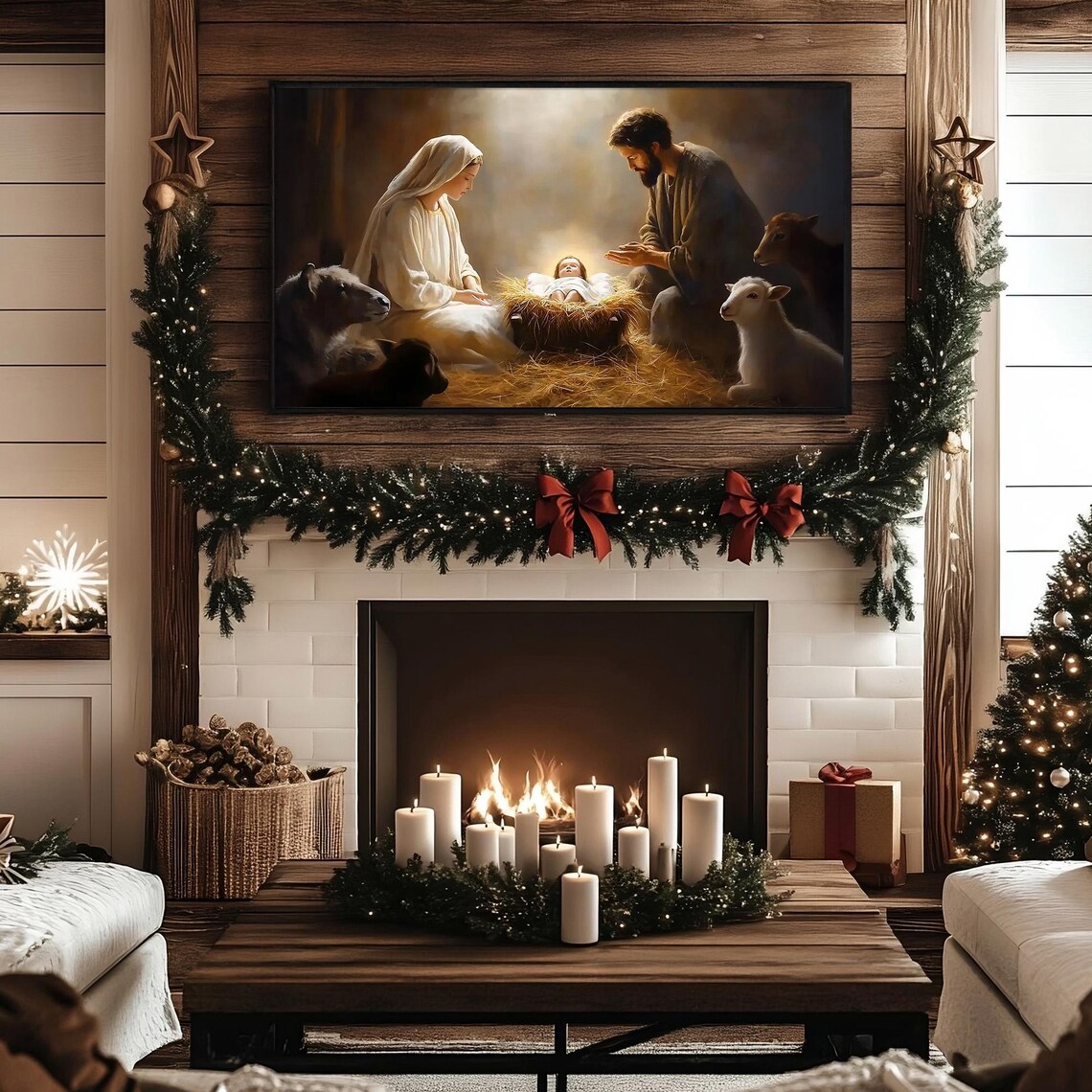Holy Family Nativity With Mary Joseph and Baby Jesus Manger Poster - Image 2