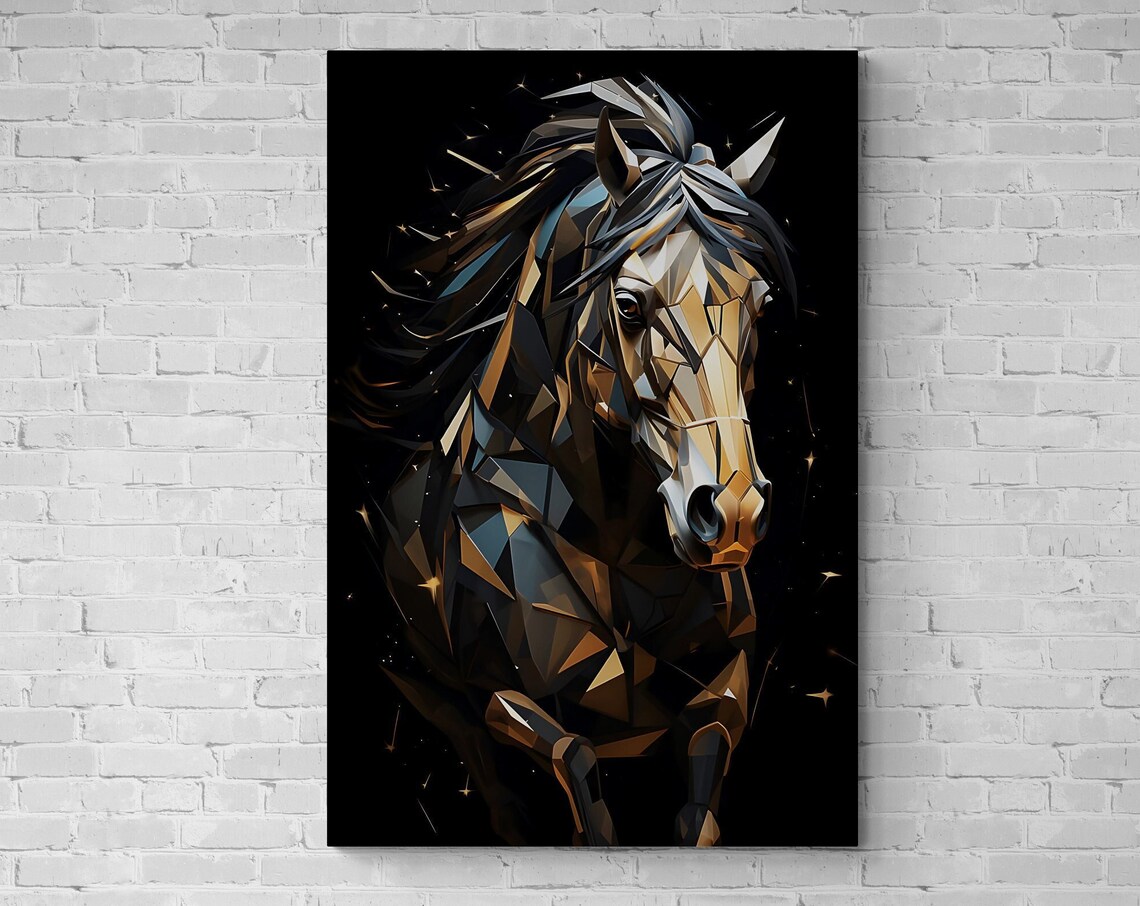 Gold Horse Animal Print, Equine Wall Art Poster - Image 3