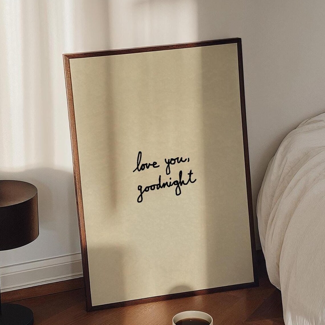 Love You Goodnight Handdrawn Typography Wall Art Print