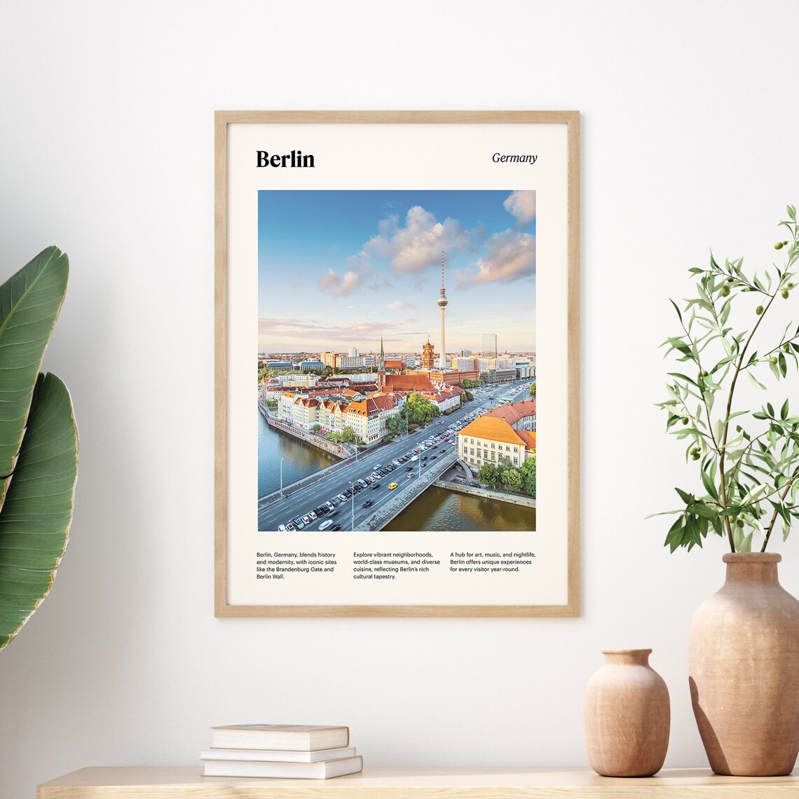 Berlin Germany TV Tower Riverside Cityscape Aerial View Travel Poster