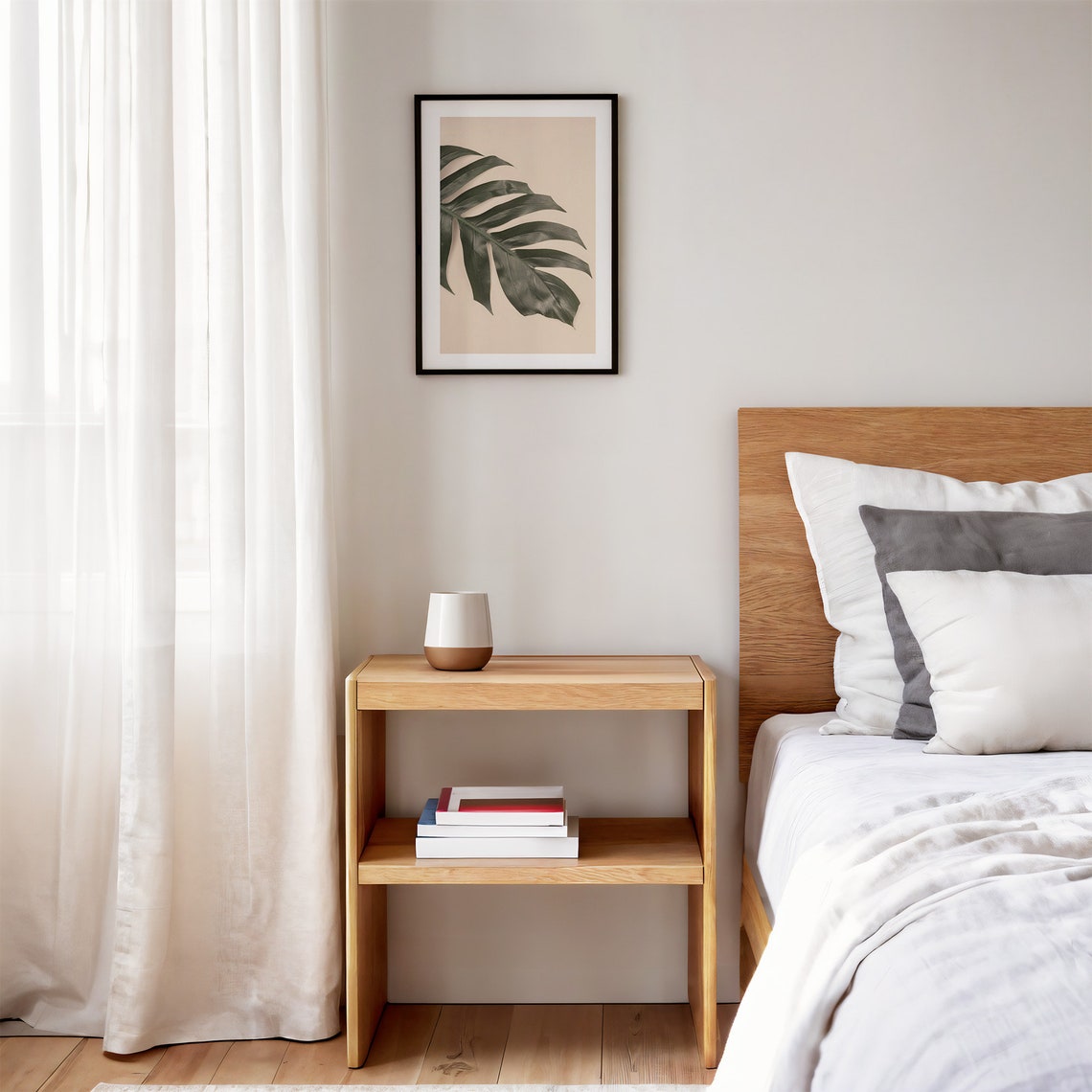 Monstera Leaf Minimalist Botanical Beige Backdrop Photo Wall Art - Image 4