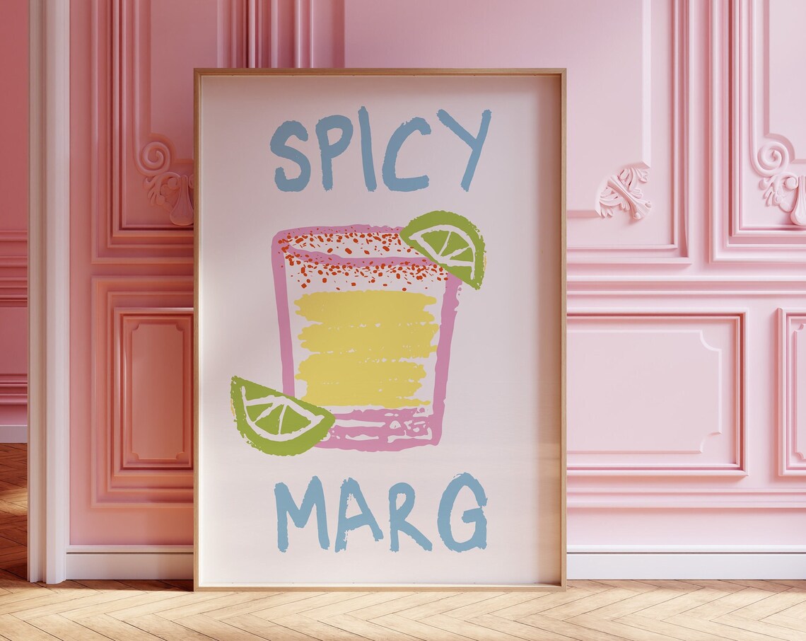 Spicy Marg Kitchen Cocktail Poster, Margarita Print