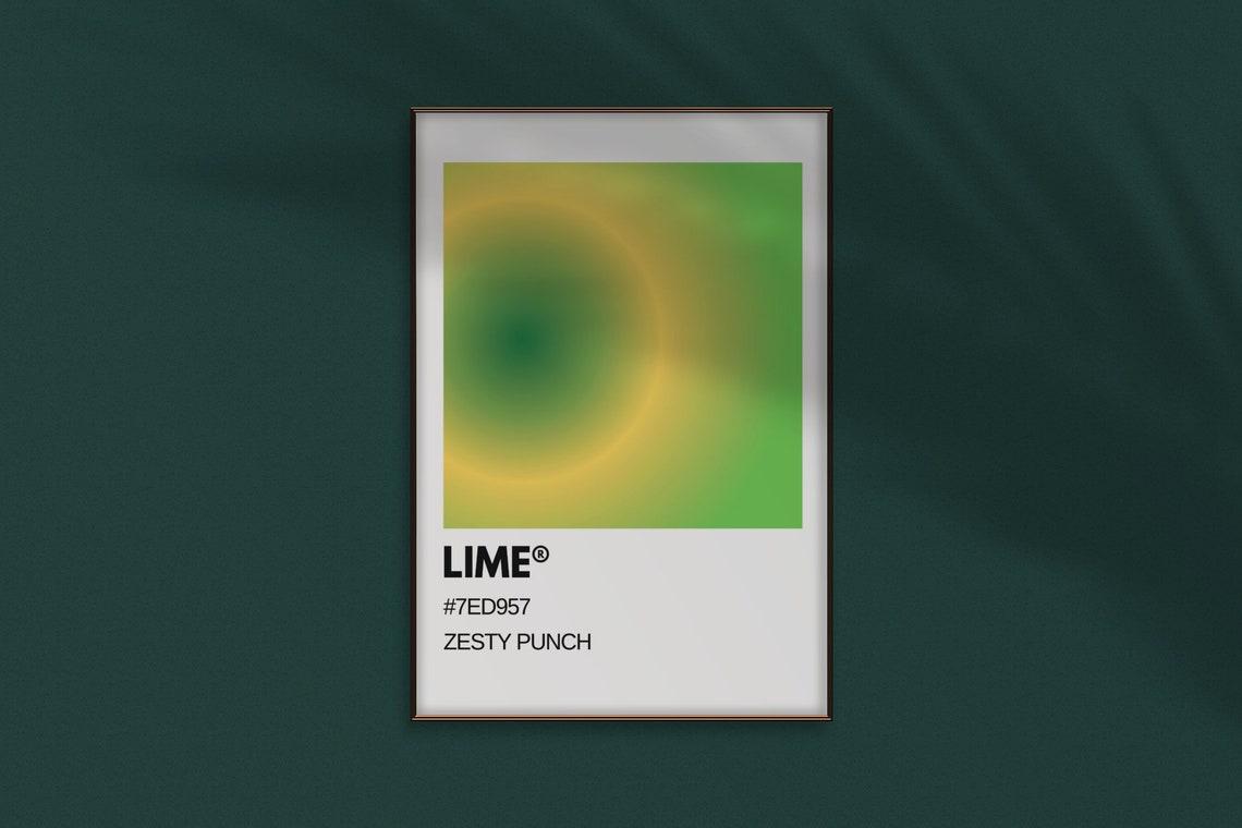Lime Zesty Punch Gradient Aura Minimalist Green Color Wall Art - Image 2