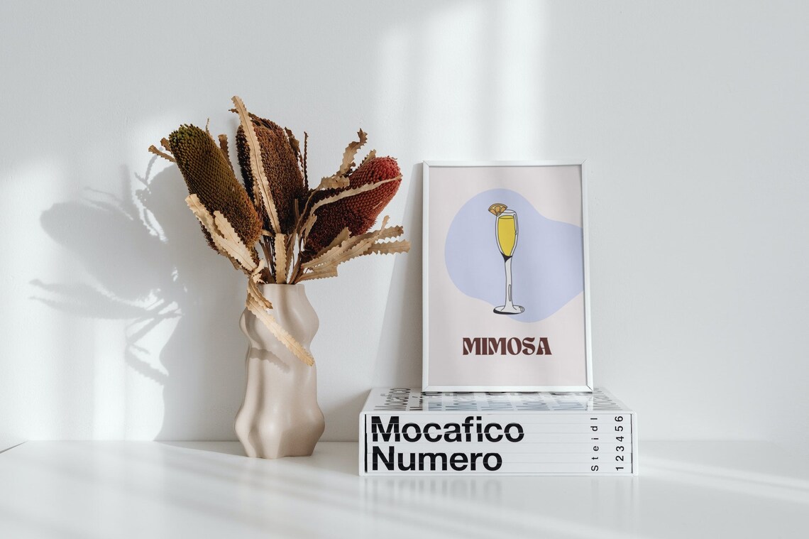 Mimosa Cocktail Retro Art Print, Bar Cart Decor - Image 2