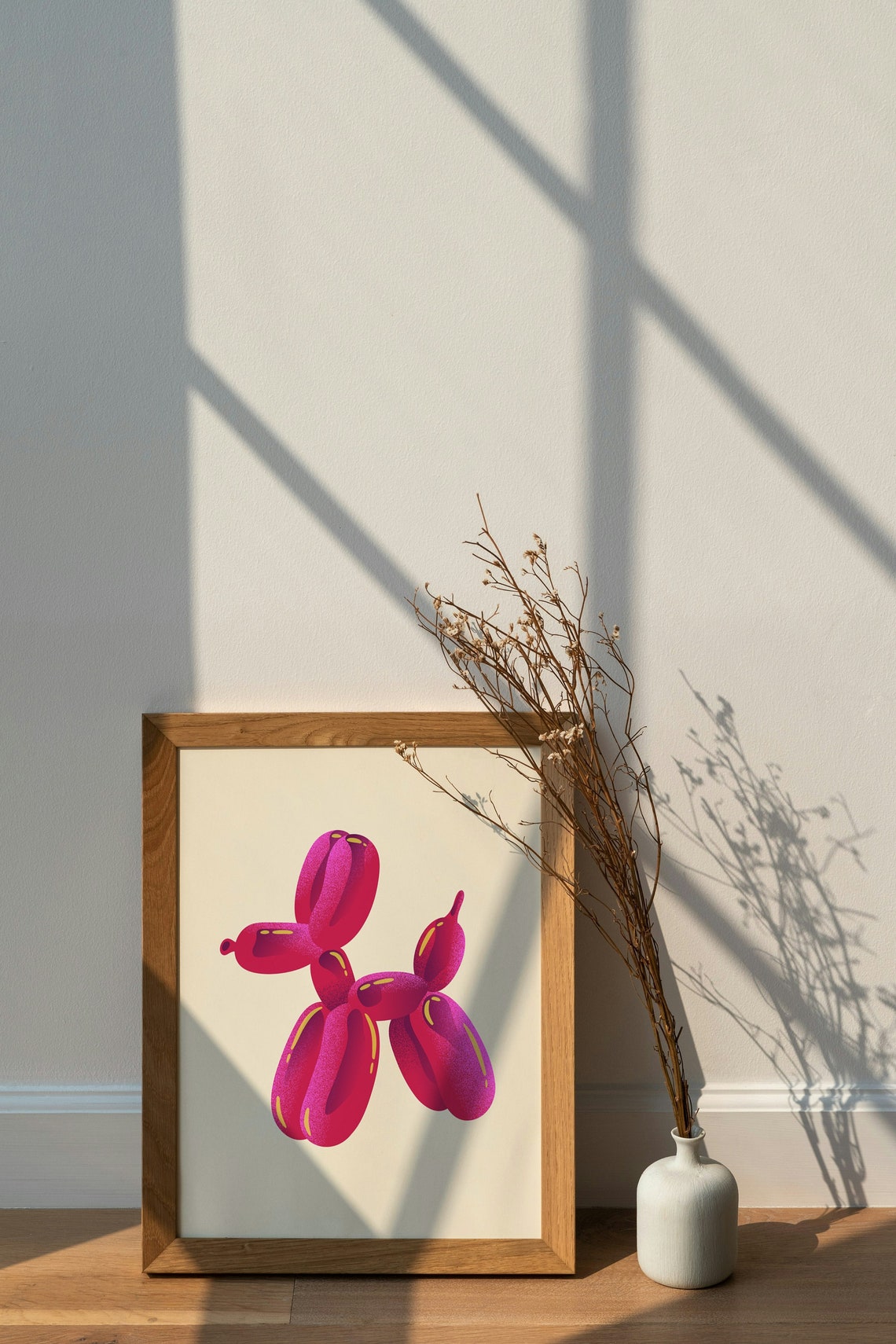 Girly Pink Balloon Dog Trendy Preppy Hot Pink Pop Art Wall Art - Image 3