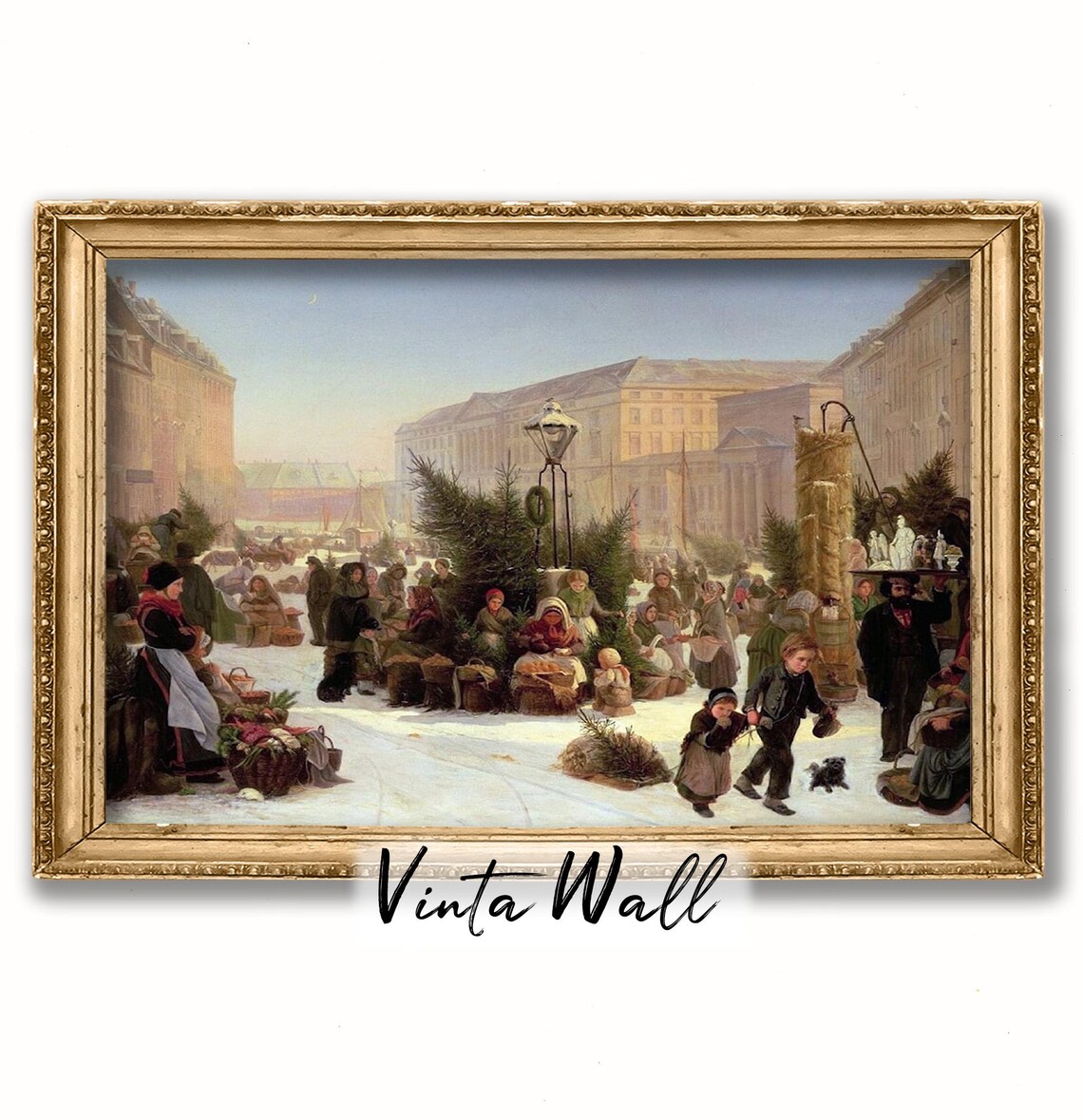 Christmas Tree Market Snowy Square Vintage Holiday Scene Poster - Image 4