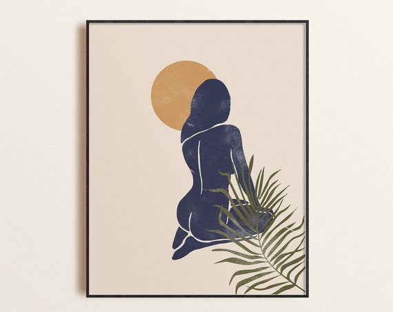 Abstract Woman Wall Art Mid Century Modern Print Celestial For Living Room Decor Contemporary