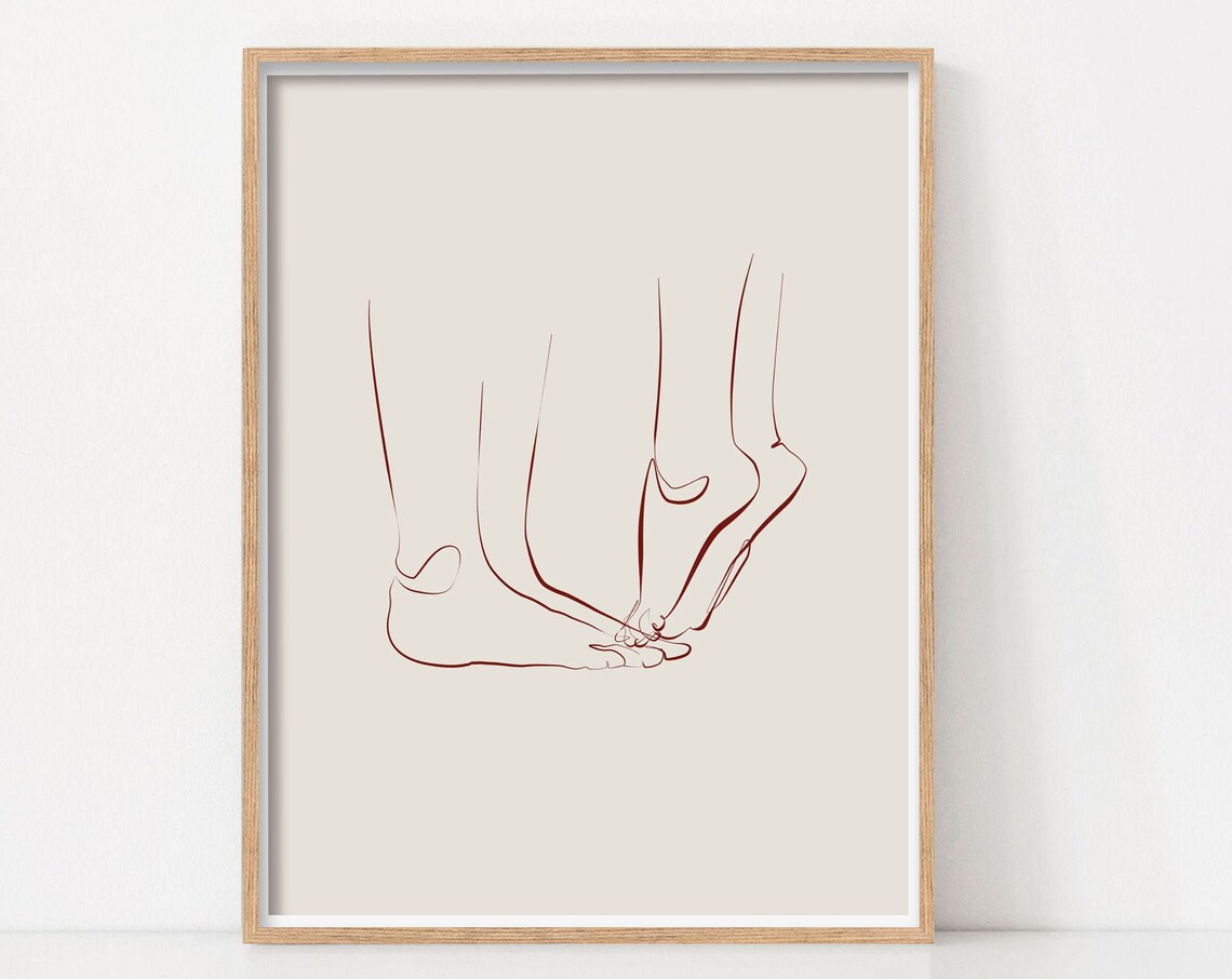 Valentine Couple Minimalist Line Drawing Art Print