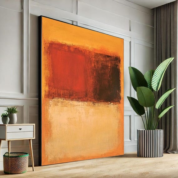 Mark Rothko Inspired Red And Orange Canvas Bold Color Field Painting For Modern Living Room Decor Art Collectors