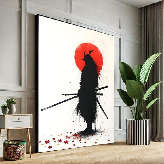 Empowered Samurai Warrior Canvas Wall Art Print Bold Japanese Style Living Room Decor Statement Piece