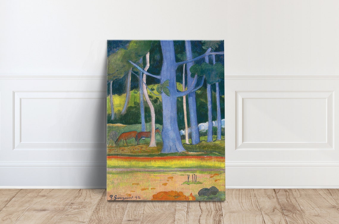 Paul Gauguin Landscape With Blue Trees Print Canvas Wall Art