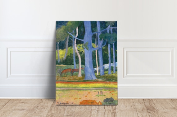 Paul Gauguin Blue Landscape Blue Trees Grazing Horses Poster