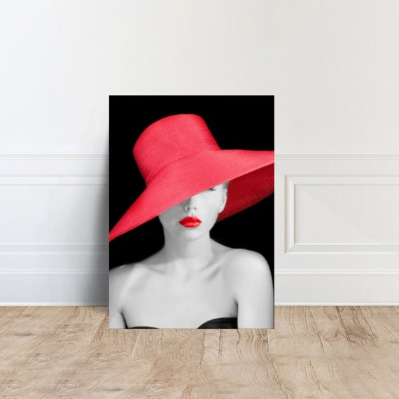 Woman With Red Hat Canvas Home Decor Ready To Hang Wall Art Design