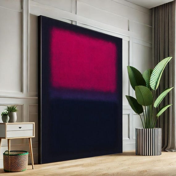 Mark Rothko Inspired Red And Black Canvas Bold Color Field Painting For Modern Living Room Decor Statement Piece