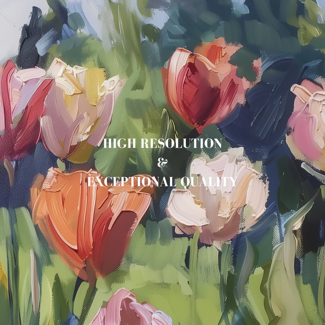 Vibrant Tulip Garden Oil Painting Colorful Spring Floral Poster - Image 6