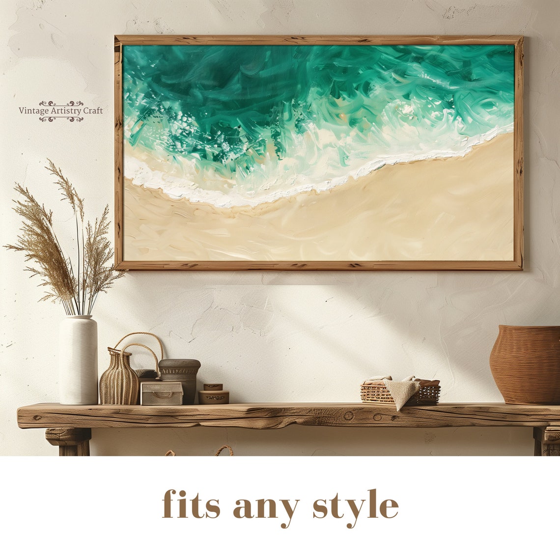 Aerial Ocean Waves Emerald Beach Minimalist Summer Seascape Poster - Image 7