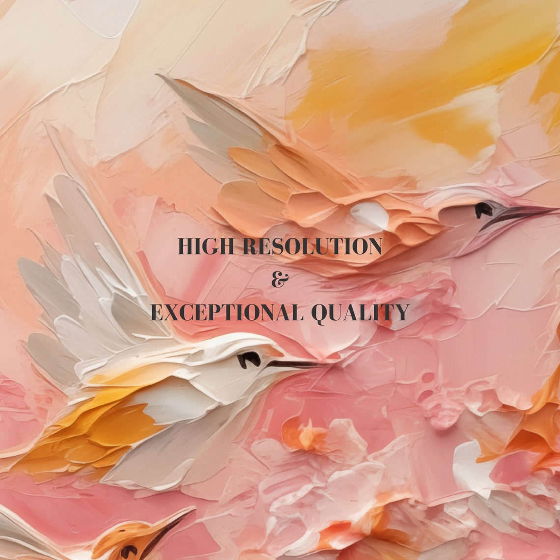 Flying Birds Pastel Pink Impasto Abstract Textured Painting Poster - Image 4
