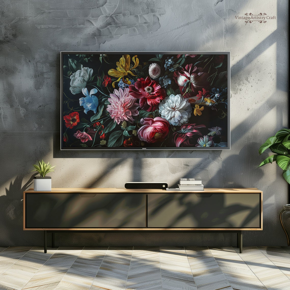 Dark Dutch Masters Floral Still Life Peonies Roses Black Poster - Image 3