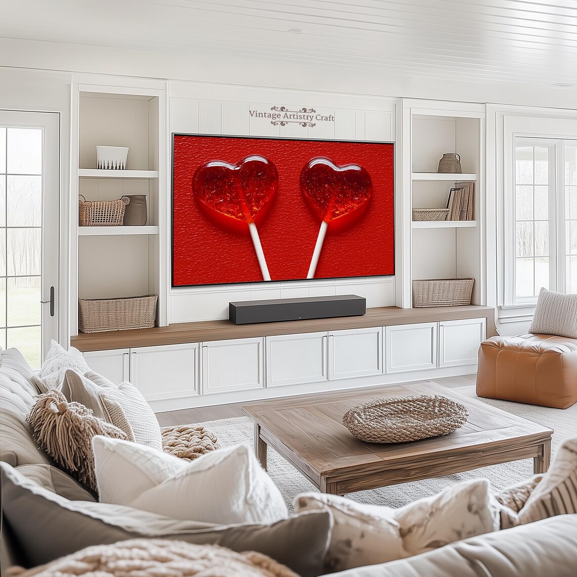 Glistening Red Heart Candy Lollipops Valentine Sweet Romance Poster - Image 3