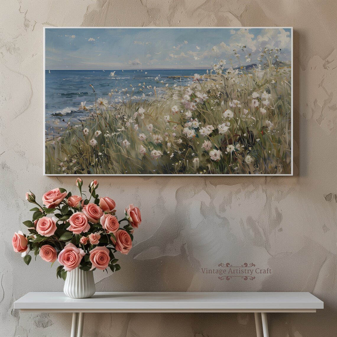 Coastal Wildflower Travel Poster, Vintage Seaside Floral - Image 7