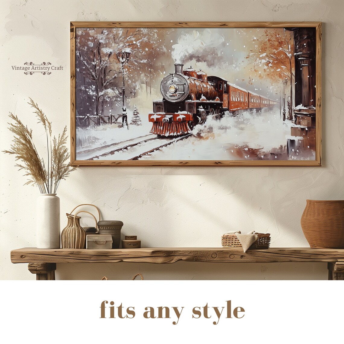 Winter Steam Express Train, Vintage Christmas Travel Poster - Image 6