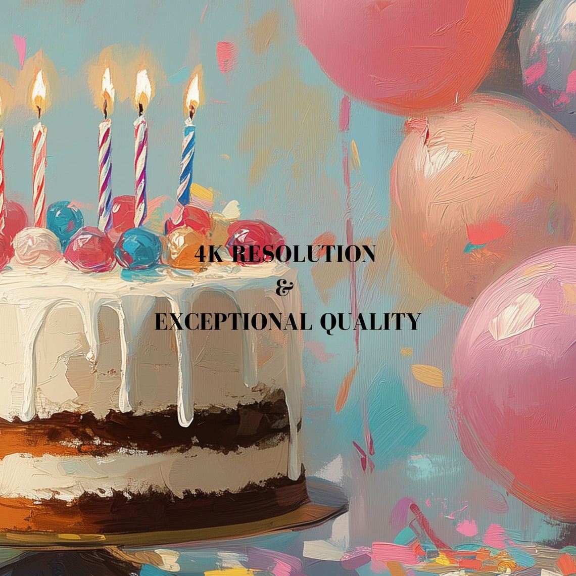 Painterly Birthday Cake With Seven Candles Confetti Party Poster - Image 7