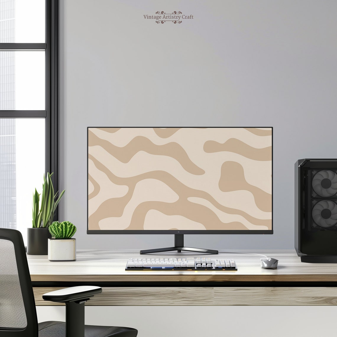 Neutral Beige Abstract Wavy Modern Minimalist Wallpaper Poster - Image 6