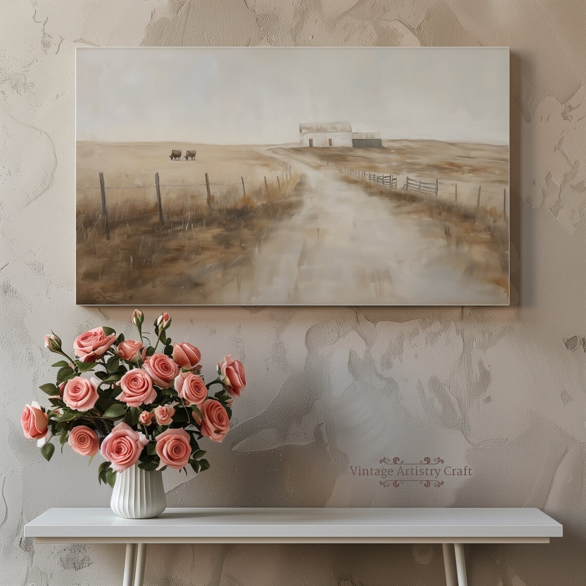 Rustic Farm Scene Vintage Art Print, Farmhouse Decor - Image 8