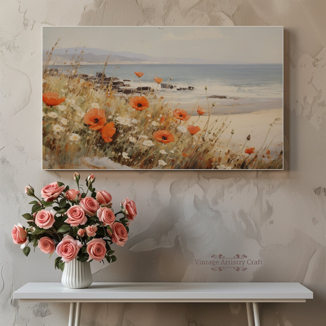 Seaside Flowers Wildflower Field Neutral Art Print - Image 8