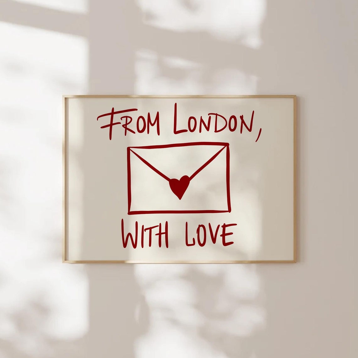 From London With Love Red Envelope Postcard Style Wall Art Decor