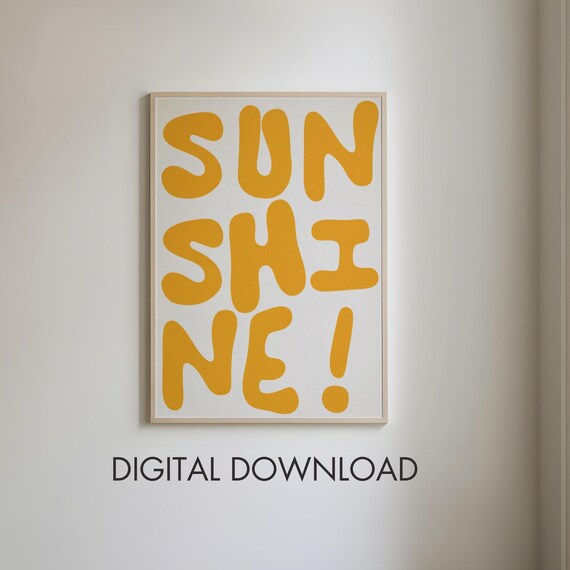 Sunshine Bold Yellow Bubble Letter Summer Happiness Joy Poster