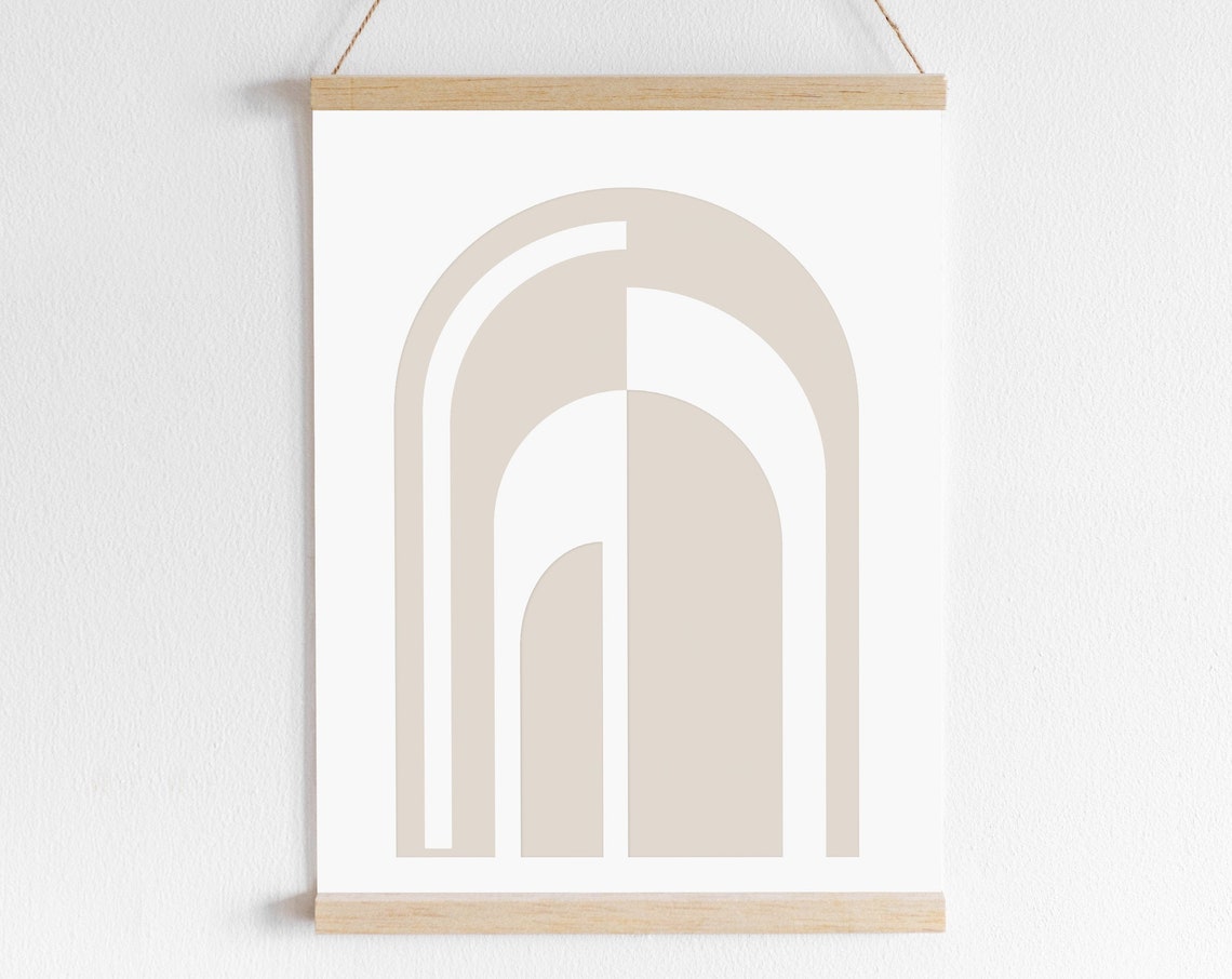 Nested Beige Arch Shapes White Minimalist Modern Architecture Poster - Image 2