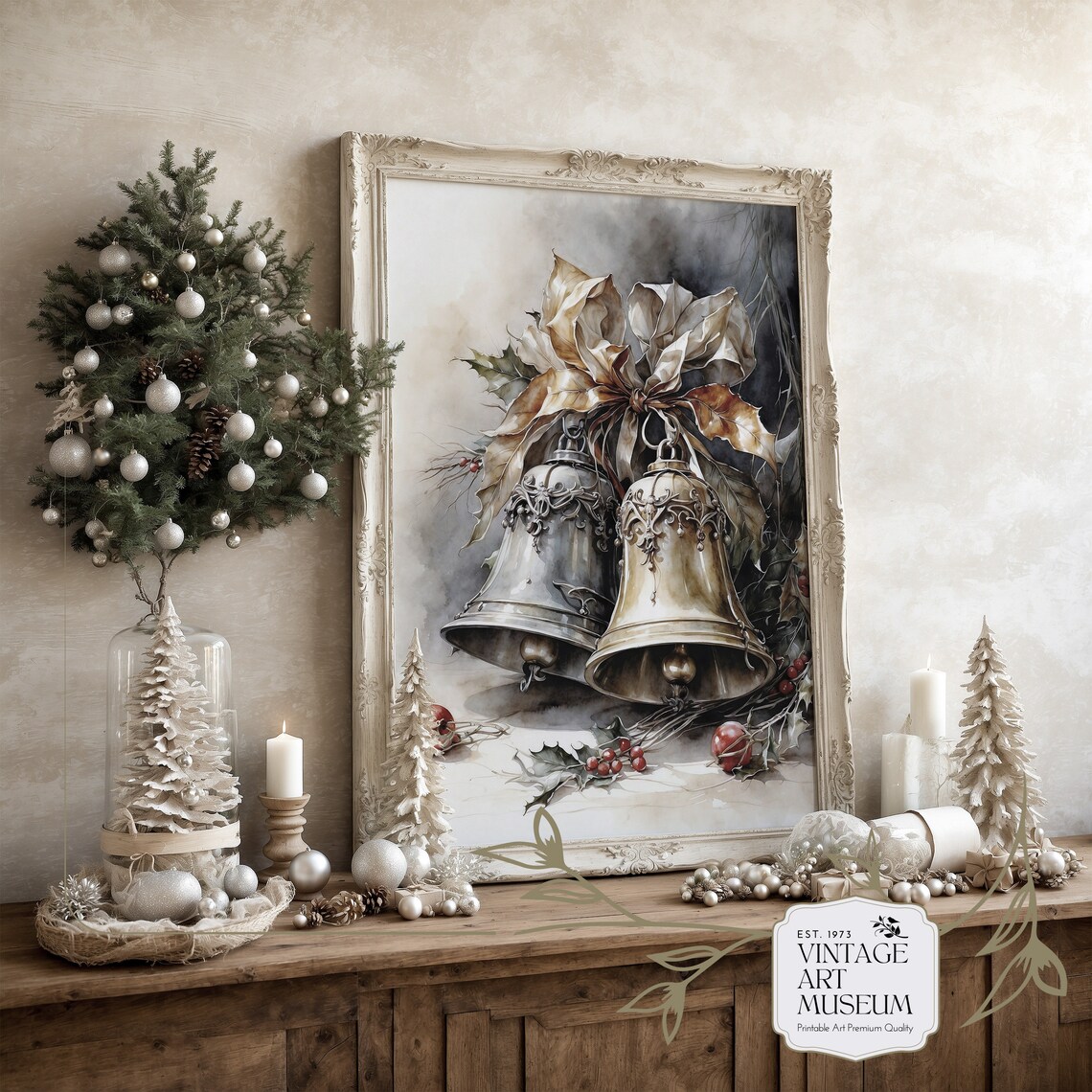 Vintage Christmas Jingle Bells Poster, Cottagecore Decor - Image 2