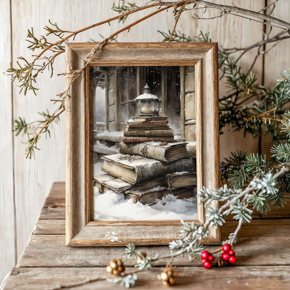 Vintage Winter Holiday Still Life Art Print - Image 3
