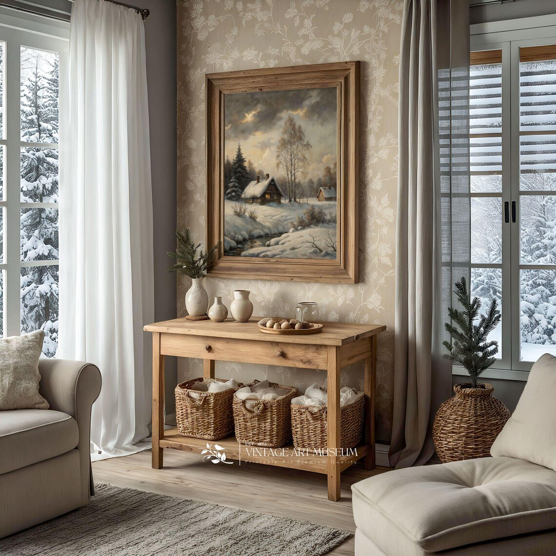 Frosty Foresters Retreat Vintage Winter Landscape - Image 2