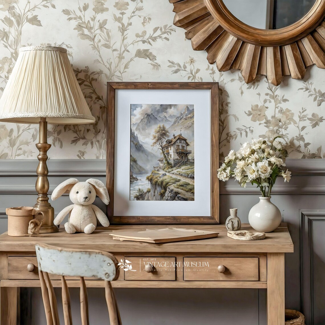 Vintage Style Mountain Landscape Kids Wall Art Print In Warm Tones 598 - Image 2