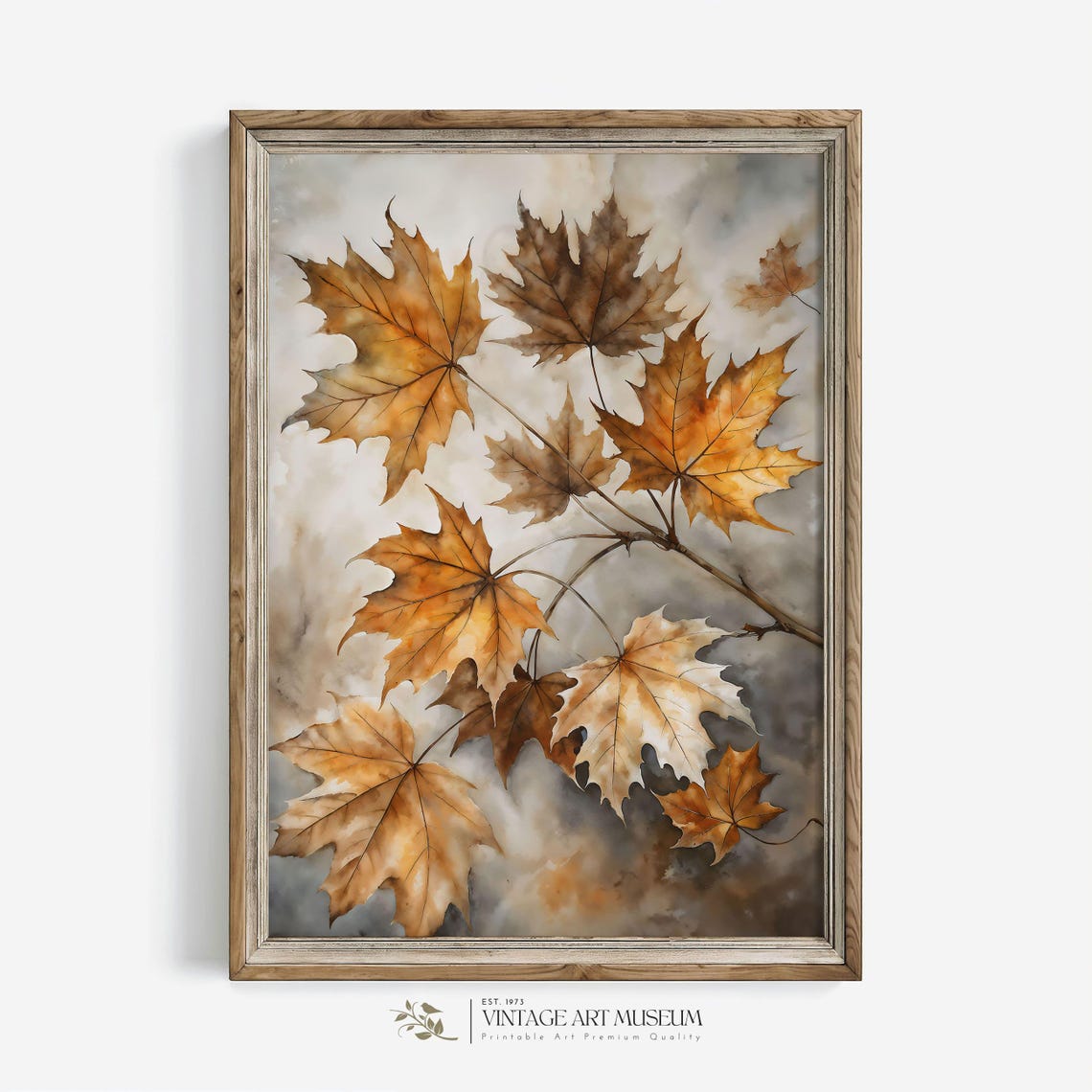 Autumn Maple Leaves Watercolor Study in Warm Golden Tones Poster