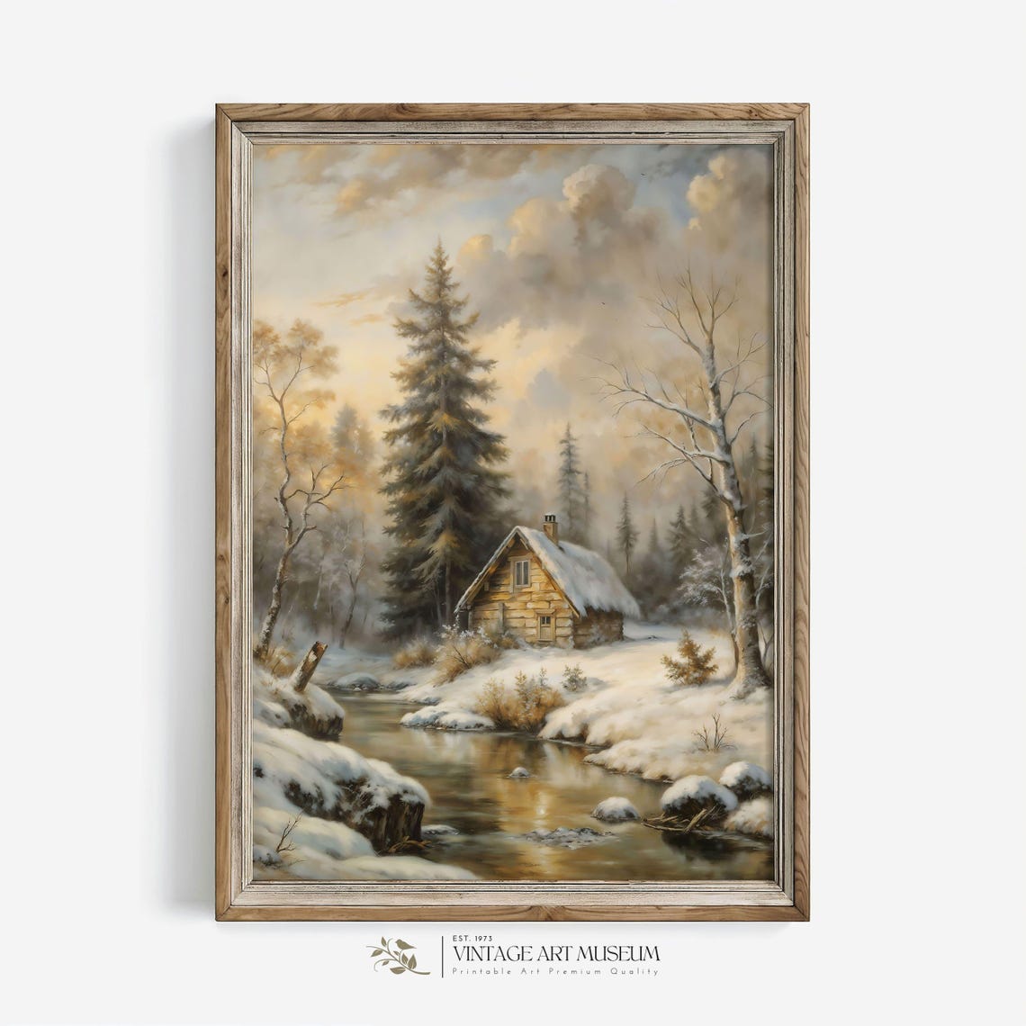 Frosty Forest Cabin Winter Landscape Warm Snowy Wonderland Wall Art - Image 3