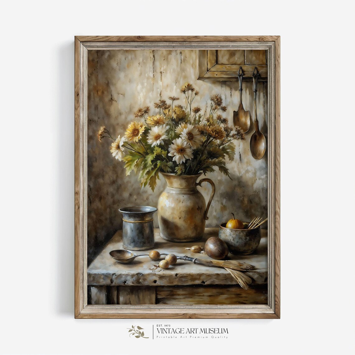 Autumn Still Life of Wild Flowers, Vintage Art Print