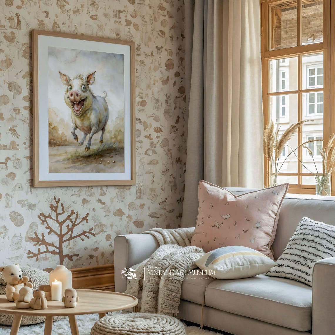 Happy Crazy Pig, Funny Nursery Decor - Image 2