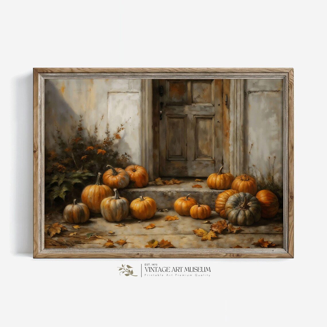 Orange Pumpkin Harvest Autumn Vintage Style Art Print