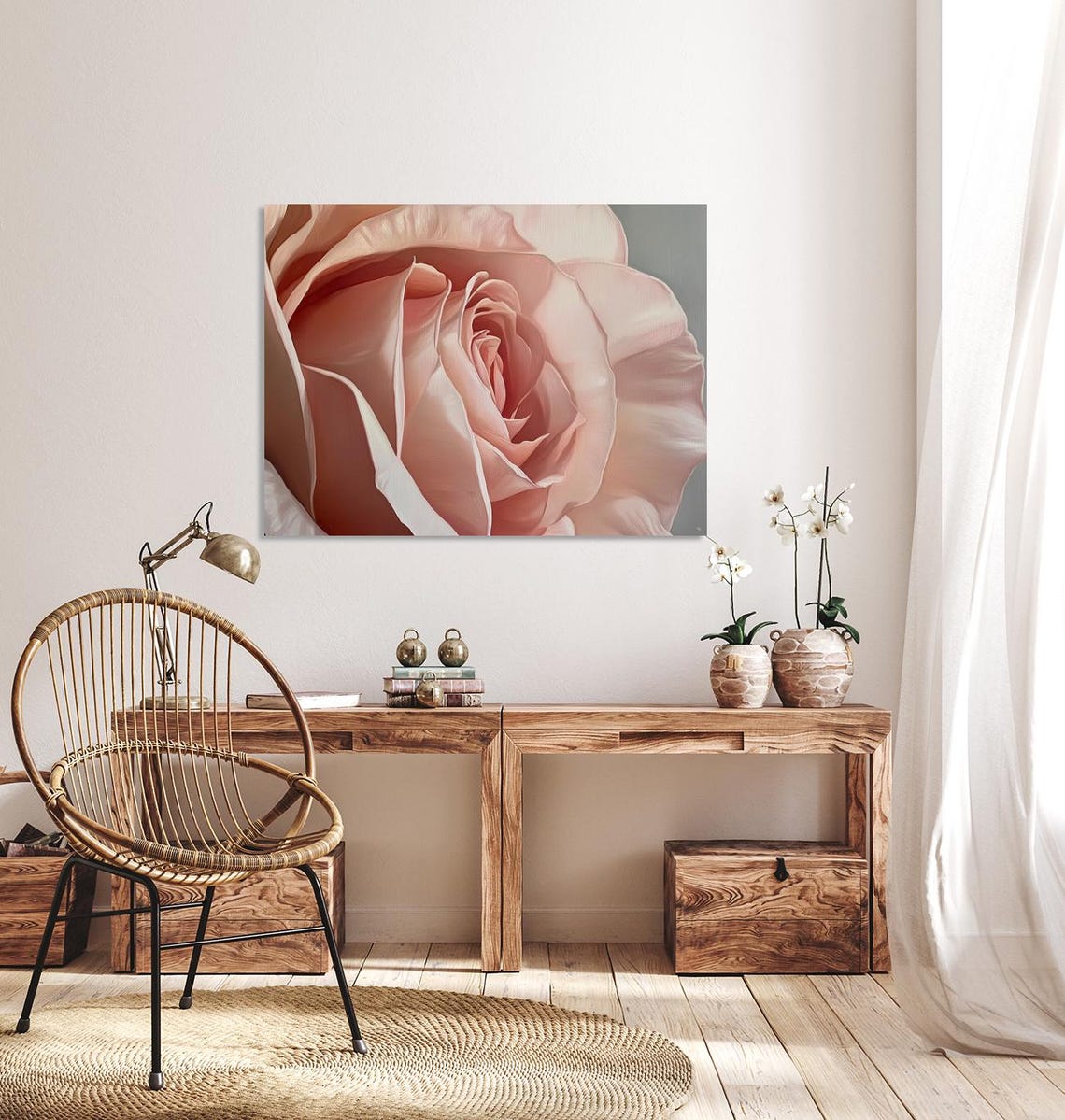 Soft Blush Pink Rose Flower Close Up Painterly Floral Poster - Image 2