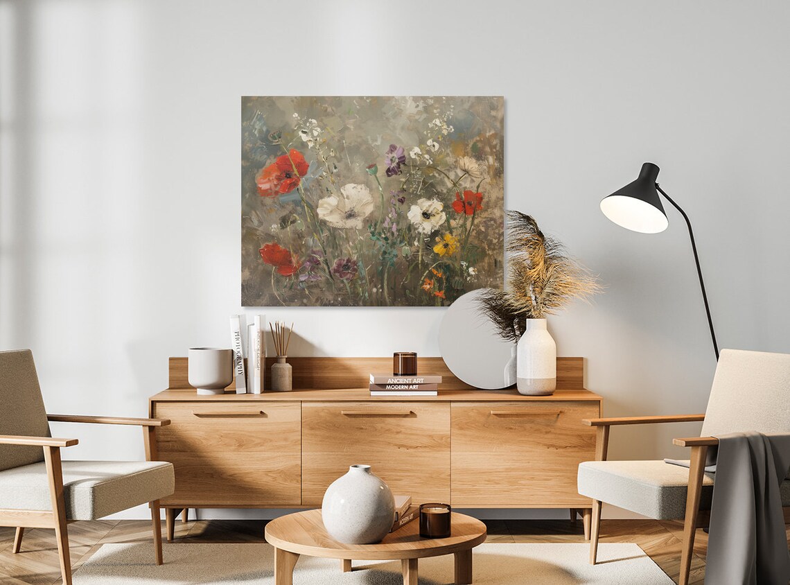 Vibrant Abstract Wildflowers Poppies Anemones Colorful Garden Painting Poster - Image 3